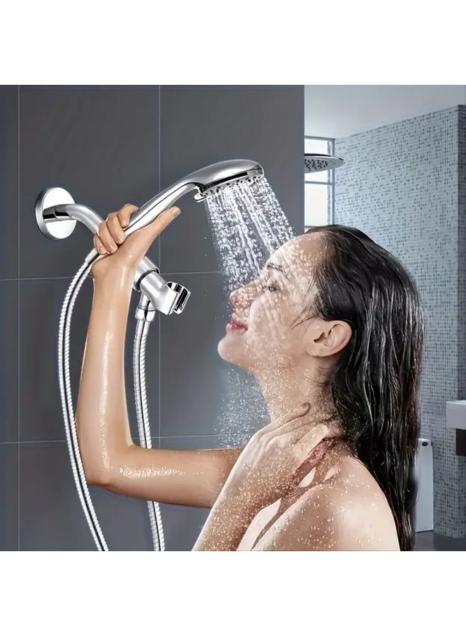 3 Piece Adjustable Handheld Shower Head Set with Hose and Bracket Modern Bathroom - Image 1